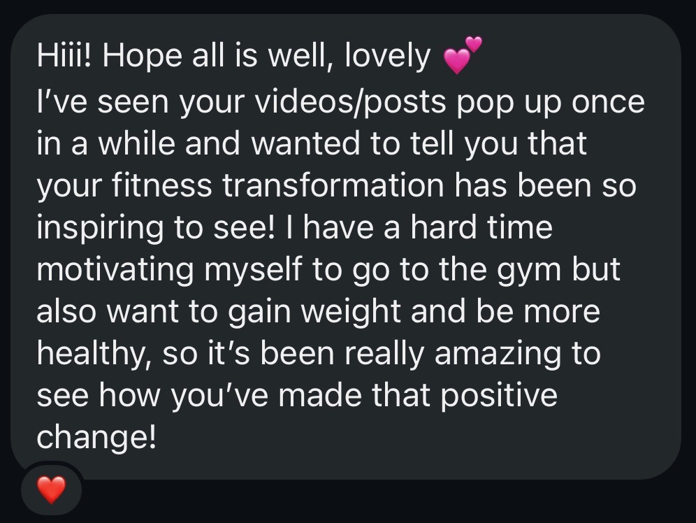 DM: fitness transformation has been inspiring