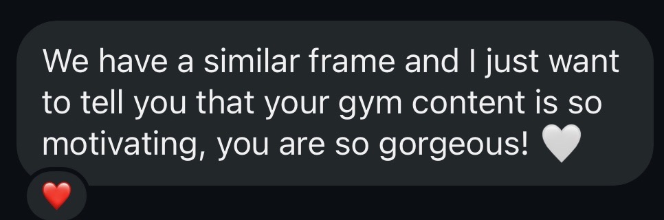 DM: similar frame, gym content is motivating
